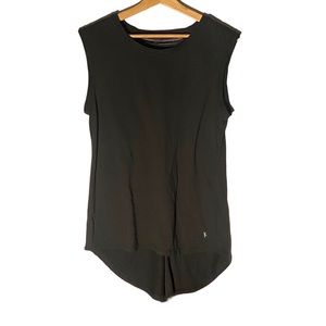 Danskin Now Sleeveless Black Split-Back Mesh Panel Top